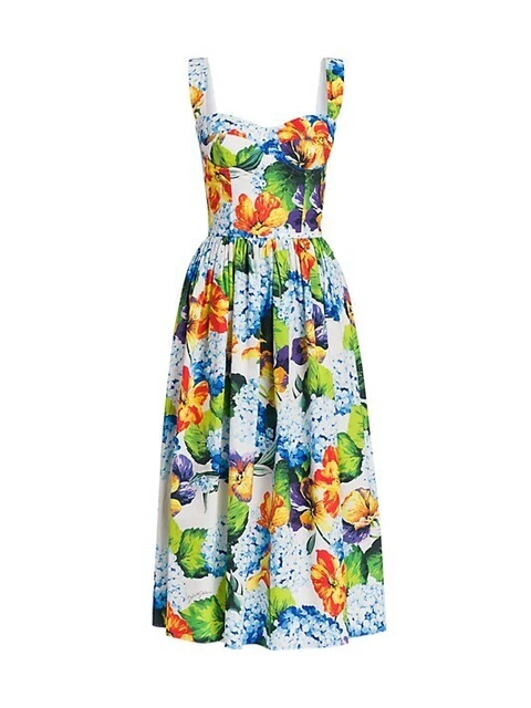 NWT Auth Dolce&Gabbana Floral-Print Poplin Bustier Midi dress IT 42/ US 6 NWT Auth Dolce&Gabbana Floral-Print Poplin Bustier Midi dress IT 42/ US 6