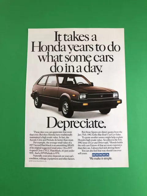 1983 Honda Civic Vintage Original Print Ad Advertisement Printed