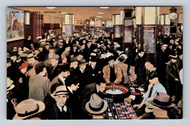 Reno NV-Nevada, Bank Club Advertising, Gambling, Antique, Vintage Postcard