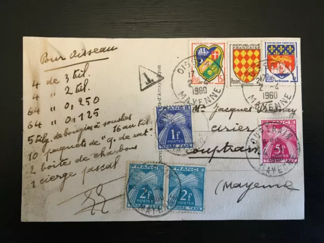 FRANCE 1960 10f Postage Dues (Timbre-Taxe) on  Postcard  (SS384)