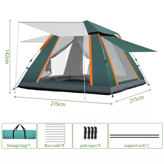 Full Automatic Instant Pop Up Camping Tent Family Outdoor Hiking Shelter + 4 Man 2