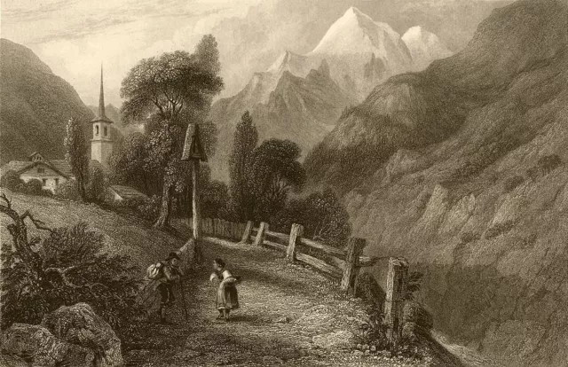 SAVOIE. View of Saint-Foy (Foi) . Church 1838 old antique print picture