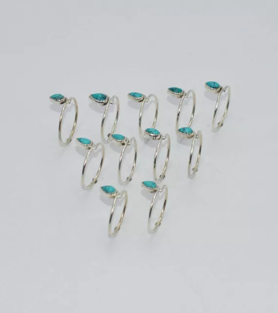 WHOLESALE 11PC 925 SOLID STERLING SILVER BLUE TURQUOISE RING LOT t441