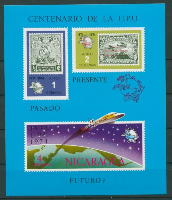 Nicaragua 1974 100 Jahre Weltpostverein UPU Block 81 I postfrisch (C22422)