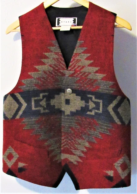Native American Style Apache Stark Vest Gray Red Size M Medium Men's Free Ship