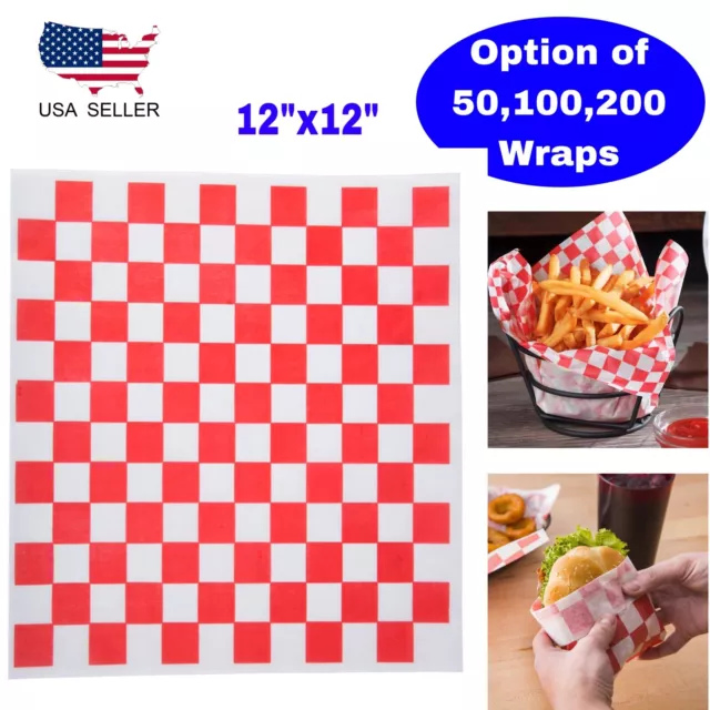 RESTAURANT DELI PAPER Food / Basket Liner Wrap, 12x12 Red Checkered,  1000ct $28.99 - PicClick