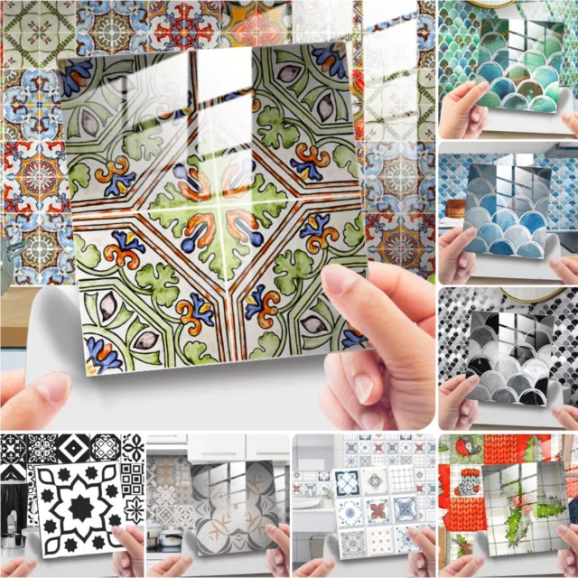 24Pcs Tiles Moroccan Self Adhesive Floor Wall Mosaic Stick on Kitchen / Bathroom