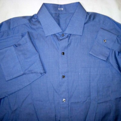 J Hilburn ® Tessitura Monti - Woven Italy - Blue Oxford 18-1/2 Shirt - New NWOT