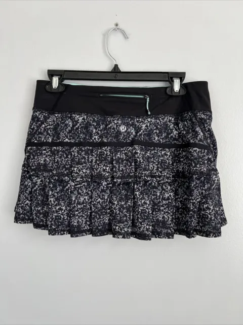Lululemon Run Pace Setter Skirt Solid Black Lined Tennis Shorts Size 6
