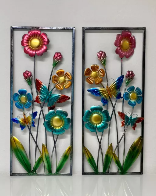 HOME AFFAIRE WANDDEKOOBJEKT Blumen (2er-Set), Wanddeko aus Metall EUR 39,99  - PicClick DE