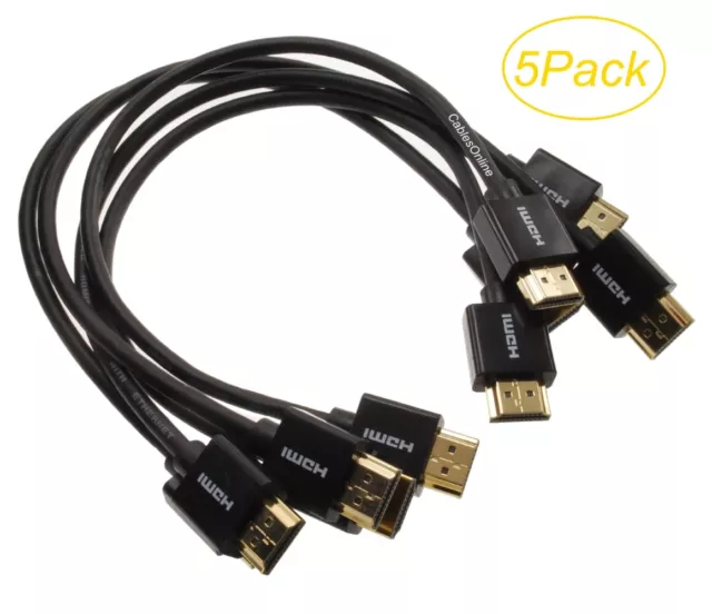 5-Pack 1 ft. High-Speed HDMI w/ Ethernet Cable - 4K/60Hz 4:4:4 format, HDR