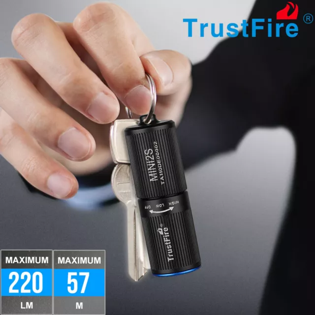 Trustfire 220 Lumens Ultra Mini Keychain EDC Flashlight Rechargeable LED Torch