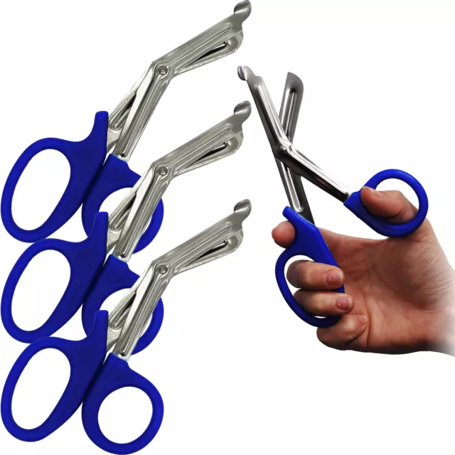 Surgimax Large Nurses Medical First Aid 18cm Bandage Shears Scissors Blue 3 Pack