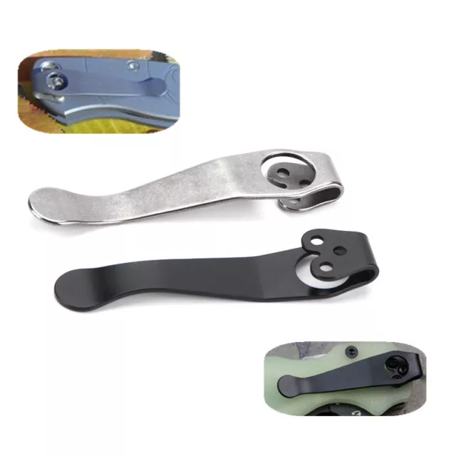 Hot DIY Titanium Pocket Clip Tool Clip Back Clip for Spyderco C81 C10 C11 3-hole 2