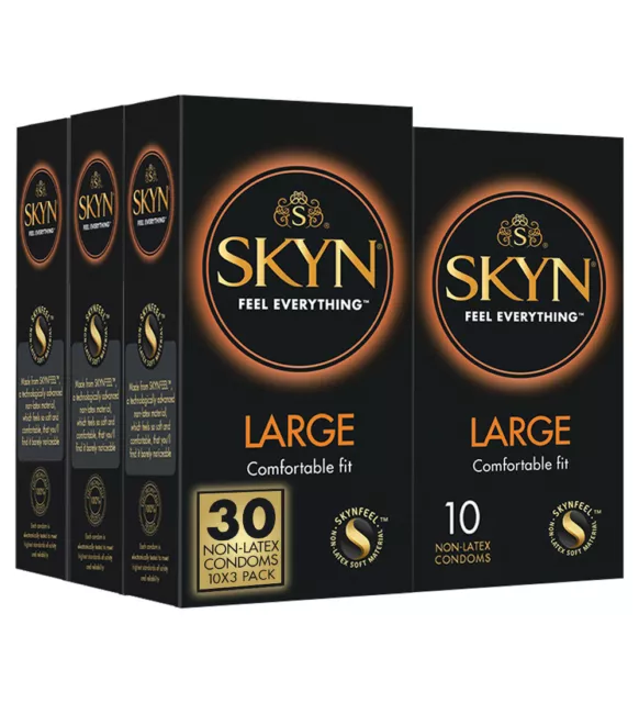 SKYN Large Préservatifs XL Sans Latex 3 x 10 + Gratuites Paquet de 10 King Size