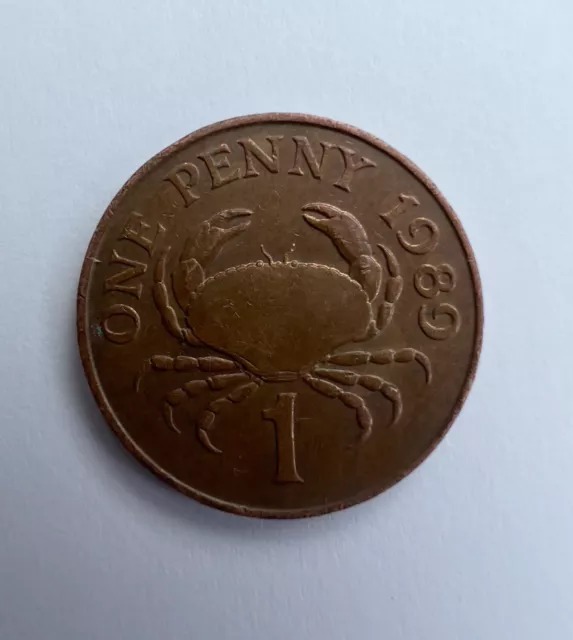 *^RARE^* One Penny 1989 Edible Crab Bailiwick Of Guernsey