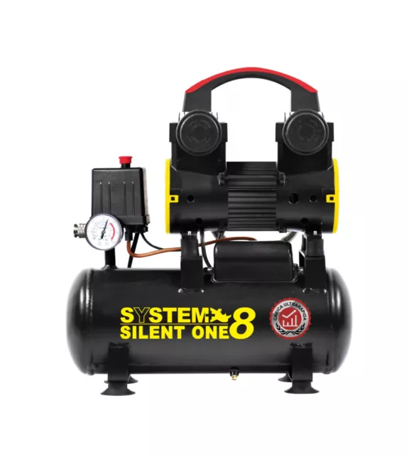 Compressore Silenziato Pro Con Carica Rapida 8 Litri System +