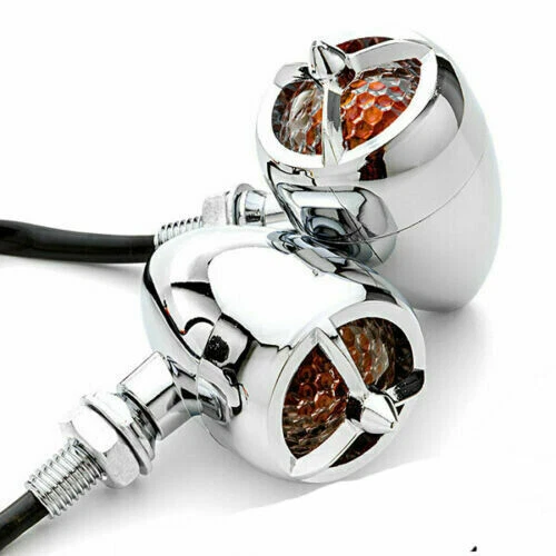 Pair Chrome Heavy Duty Cast Aluminum Turn Signals Warplane For Honda Universal
