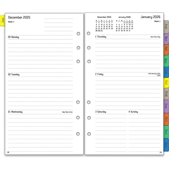 WOCHENPLANER 2026 FÜR Personal A6 mit Tabs Notizen Kontakt Kalender EUR