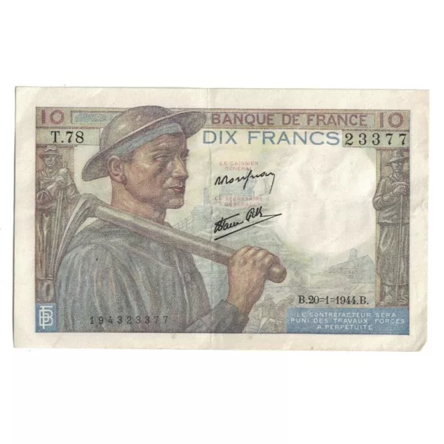 [#391713] France, 10 Francs, Mineur, 1944, T.78, AU, Fayette:8.11, KM:99, c