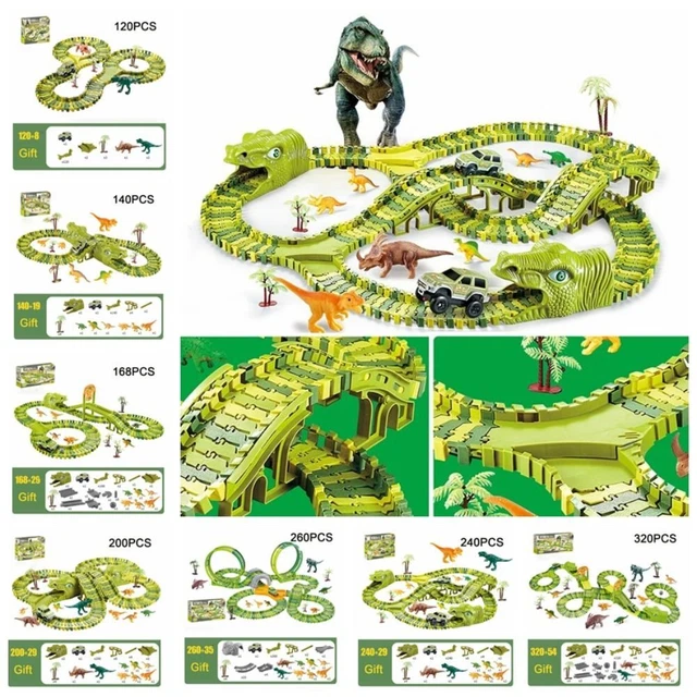 Climbing Car Dinosaur Electric Rail Car Bend Flexible Race Track   Toy for Kids