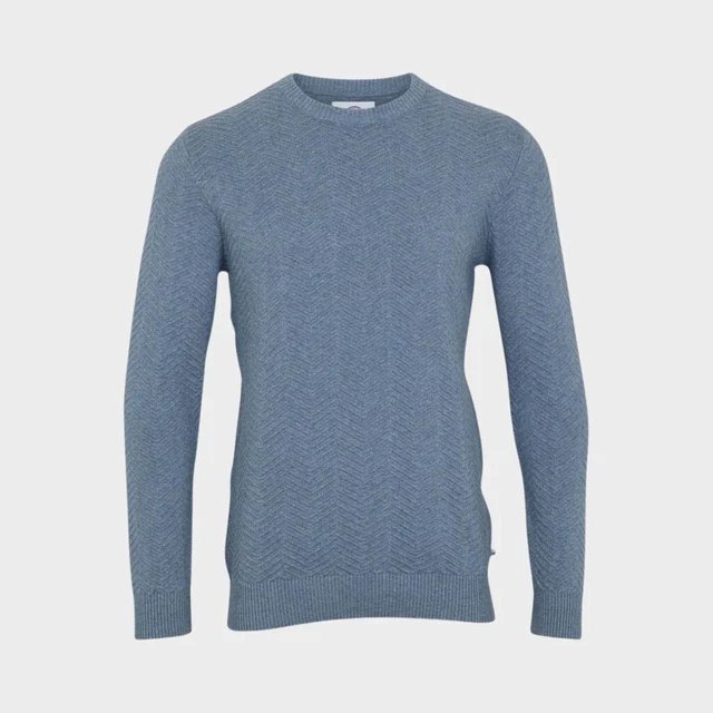 Kronstadt Mens Carlo Herringbone Cotton Jumper Sweater BNWT €79 Army or Ocean