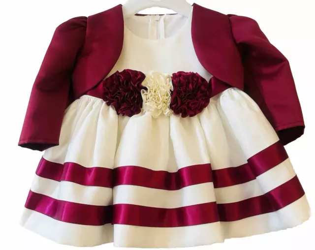 Girls Dress Baby Flower Baby Party Dress With Bow - For Eid (0-3 Months)