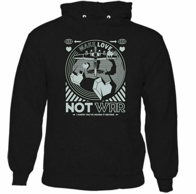 Make Love Not War Uomo Pace Activists Felpa Hippy Libertà Corps Anti Logo Top