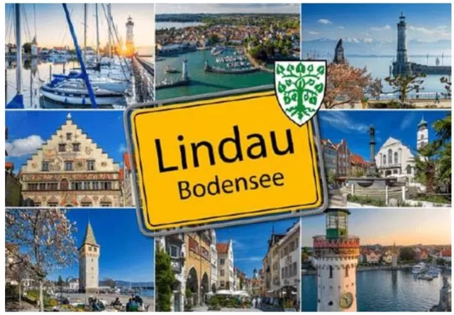 Lindau Bodensee Bayern Ortsschild  Foto Magnet Souvenir Germany