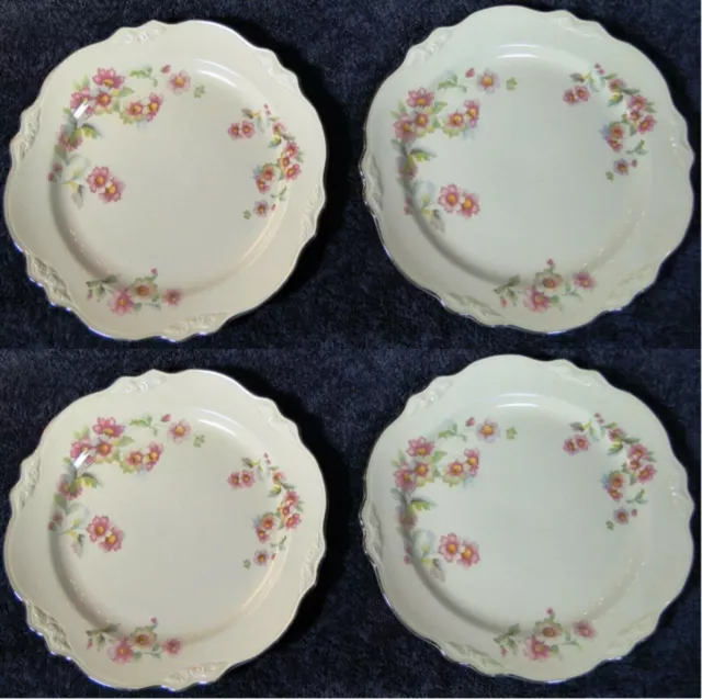 Homer Laughlin Virginia Rose JJ59 Lunch Plates 9 1/4" Dinner Set of 4 Excellent