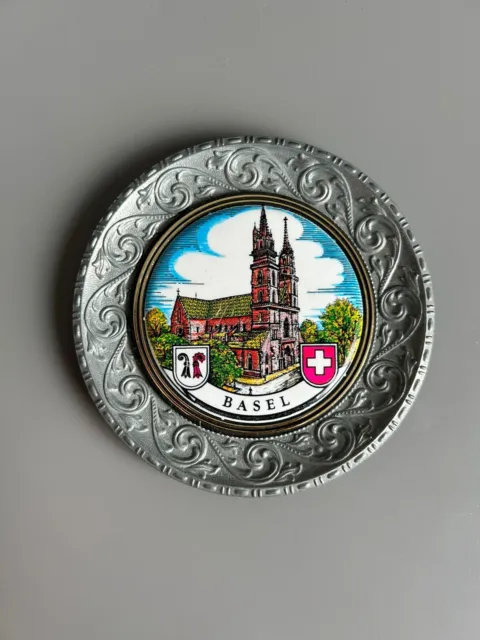 Dekorativer Basel Wandteller | Souvenir | 10 cm | Guter Zustand | Stadtwappen