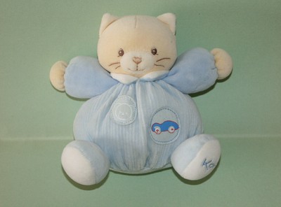 Kaloo Doudou Chat boule bleu rayé blanc chapeau 19cm kaloo 