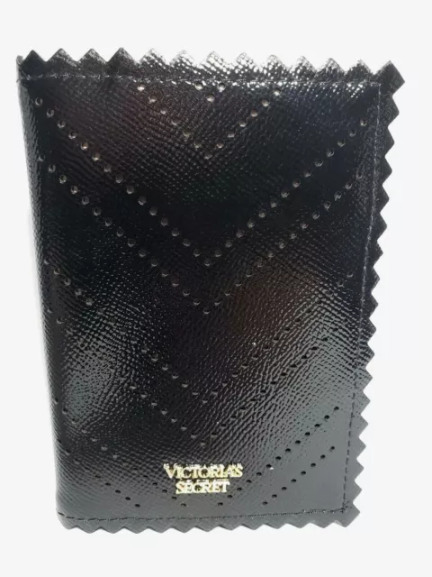 Victorias Secret Black V Design Passport Cover Card ID Holder Gold Logo NEW 2