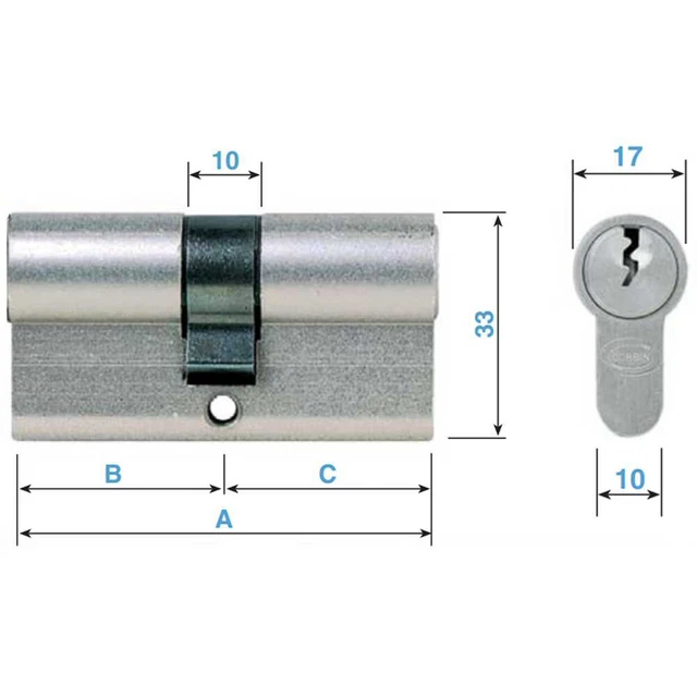 CILINDRO EUROPEO Corbin 45/65 Ottone Nichelato -DIN- non frizionato