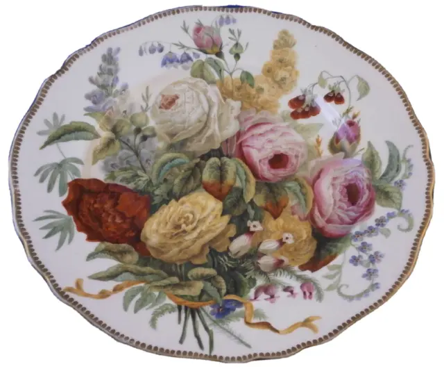 Antique 19thC English Porcelain Floral Plate England Porzellan Teller Coalport
