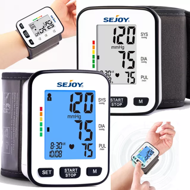Digital Wrist Blood Pressure Monitor Auto BP Cuff Machine Heart Rate Pulse Meter