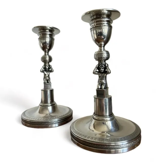 Biedermeier Silber Kerzenständer Kerzenhalter Paar Kerzenleuchter 2 Stk um 1830