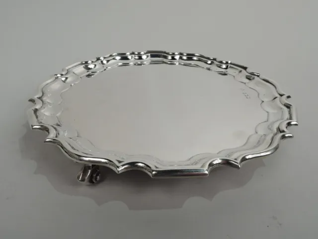 George VI Salver Georgian Piecrust Tray English Sterling Silver Walker Hall 1940