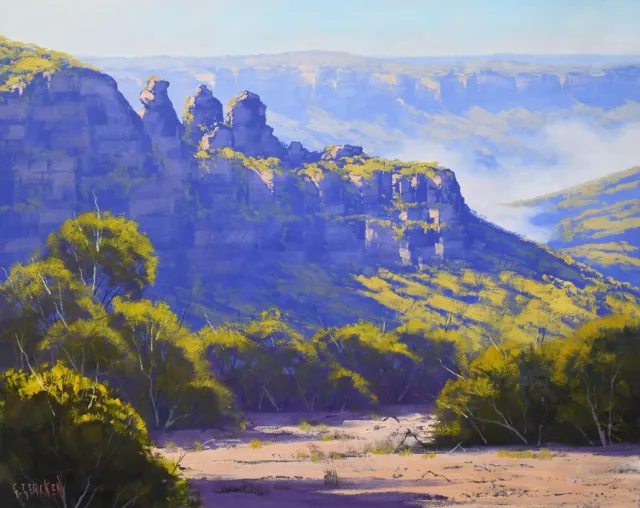 The three sisters, blue mountains, original painting by Katoomba by G. Gercken