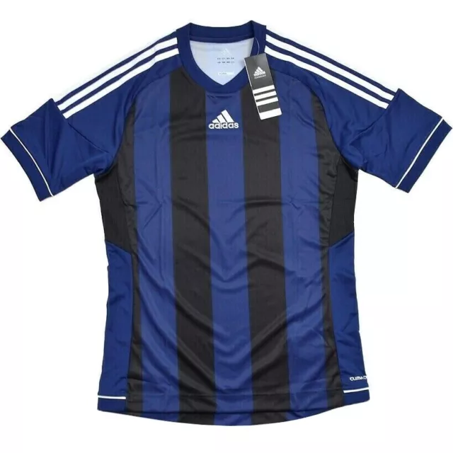 Adidas Herren Fußball Trikot Jersey Shirt Sport Streifen gestreift blau/schwarz