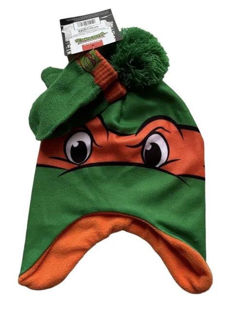 Nickelodeon Toddler Boys Teenage Mutant Ninja Turtles Hat Mitten Set Green NEW