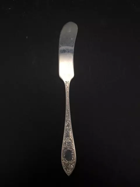 One Birks Sterling Silver Tudor Scroll Flat Handle Butter Spreader No Mono S438