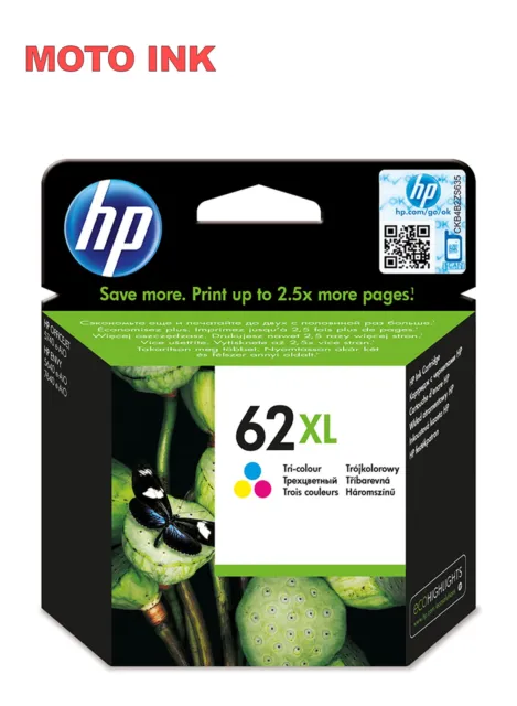 HP 62XL High Yield Tri-colour Original Ink Cartridge Page Yield 415 (P/N C2P07AE