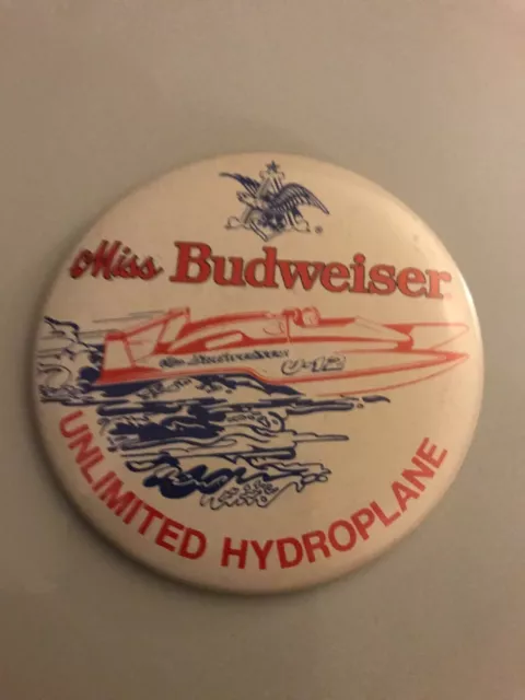 Vintage 1979 MISS BUDWEISER U-12 UNLIMITED Hydroplane Boat pinback button pin