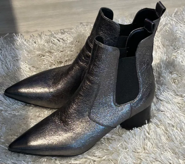 Kendall And Kylie Logan Pewter Leather Ankle Boot