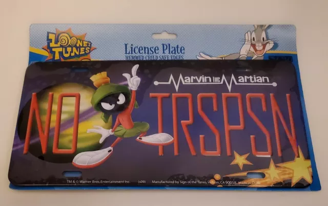 Looney Tunes Marvin The Martian NO TRSPSN Metal License Plate Front Tag