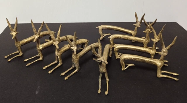 12 Porte Couteaux en bronze Africains peint - c'est déjà hier