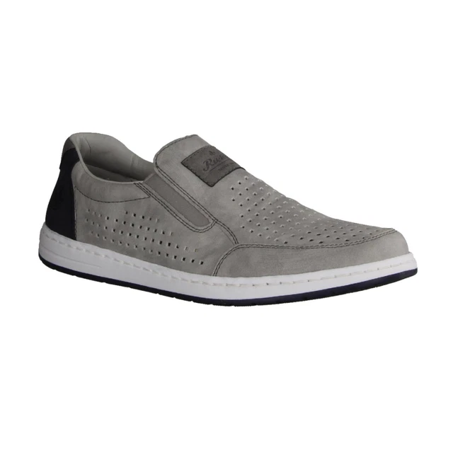 Rieker 18267-40 pantofole uomo, grigio, pelle, scarpe uomo, scarpe estive