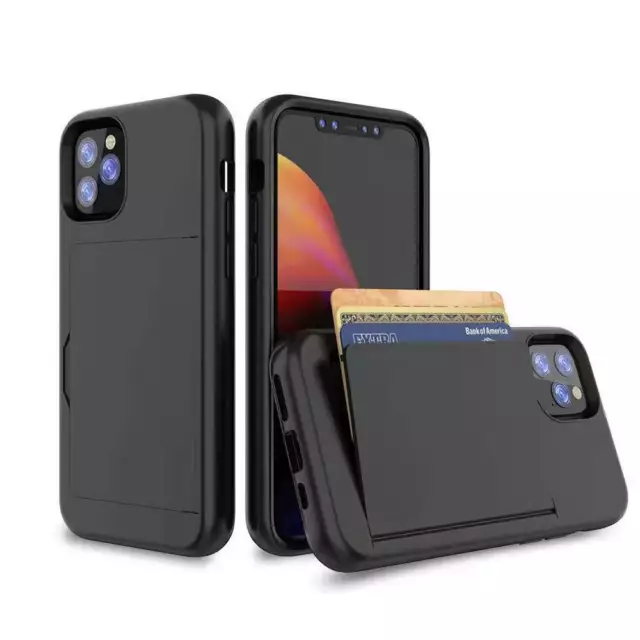 For iPhone 13 12 11 Pro Max Mini XS XR Shockproof Card Holder Wallet Cover Case