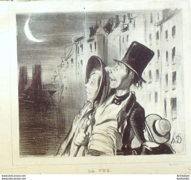 Lithographie Originale Honoré Daumier – Série « Actualités » 1852 « Moines De Paris » – XIXe Siècle